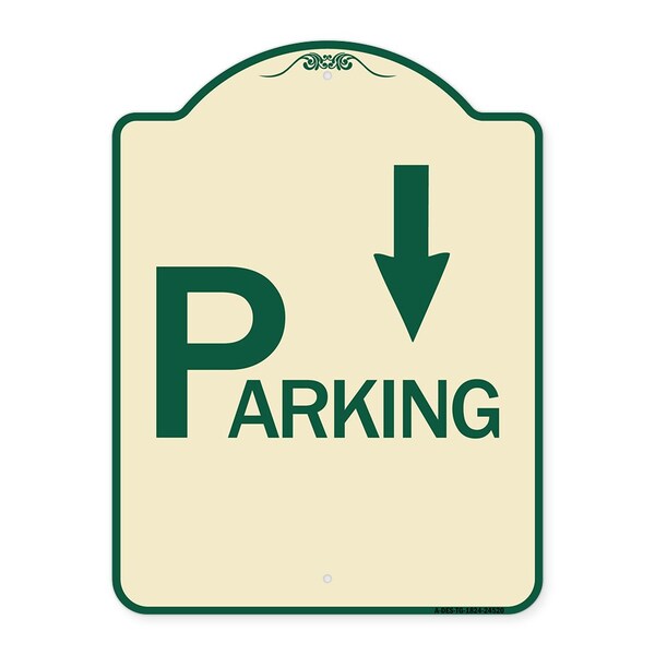Signmission Parking with Arrow Pointing Down Heavy-Gauge Aluminum Architectural Sign, 24" x 18", TG-1824-24520 A-DES-TG-1824-24520 - main
